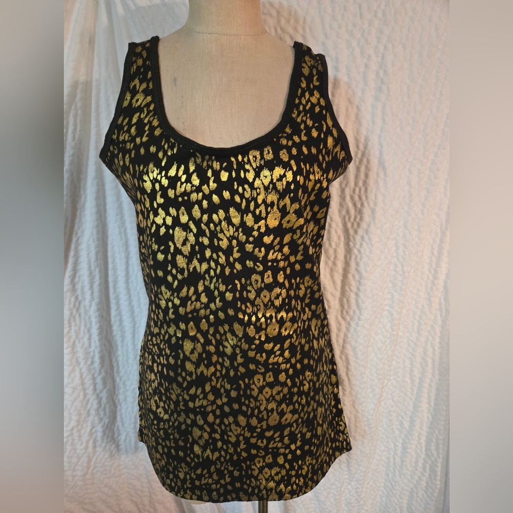 Gold and Black Leopard Print Women's Top